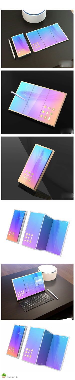三星折叠手机概念设计,关上是手机,打开是平板,配上键盘是笔记本!