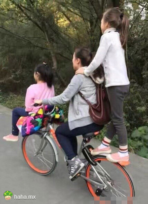 网友在成都拍到的一幕,好在摩拜载重不错