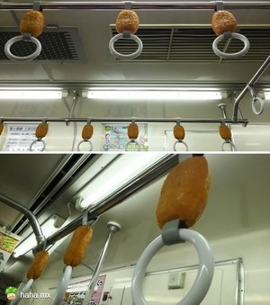 「茨城県龍ケ崎市」的肉饼吊环扶手,好想吃。。。